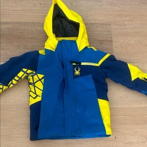 Spyder Boys' Blue and Yellow Hooded Puffer Jacket